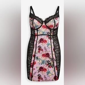 TORRID Floral Lace Trim Chemise Sz 1